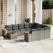 Loungeset 11-delig poly rattan grijs