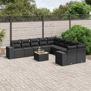 Loungeset 11-delig poly rattan zwart