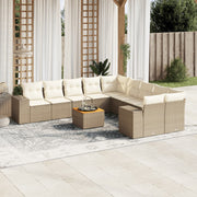 Tuinset 11-delig poly rattan beige