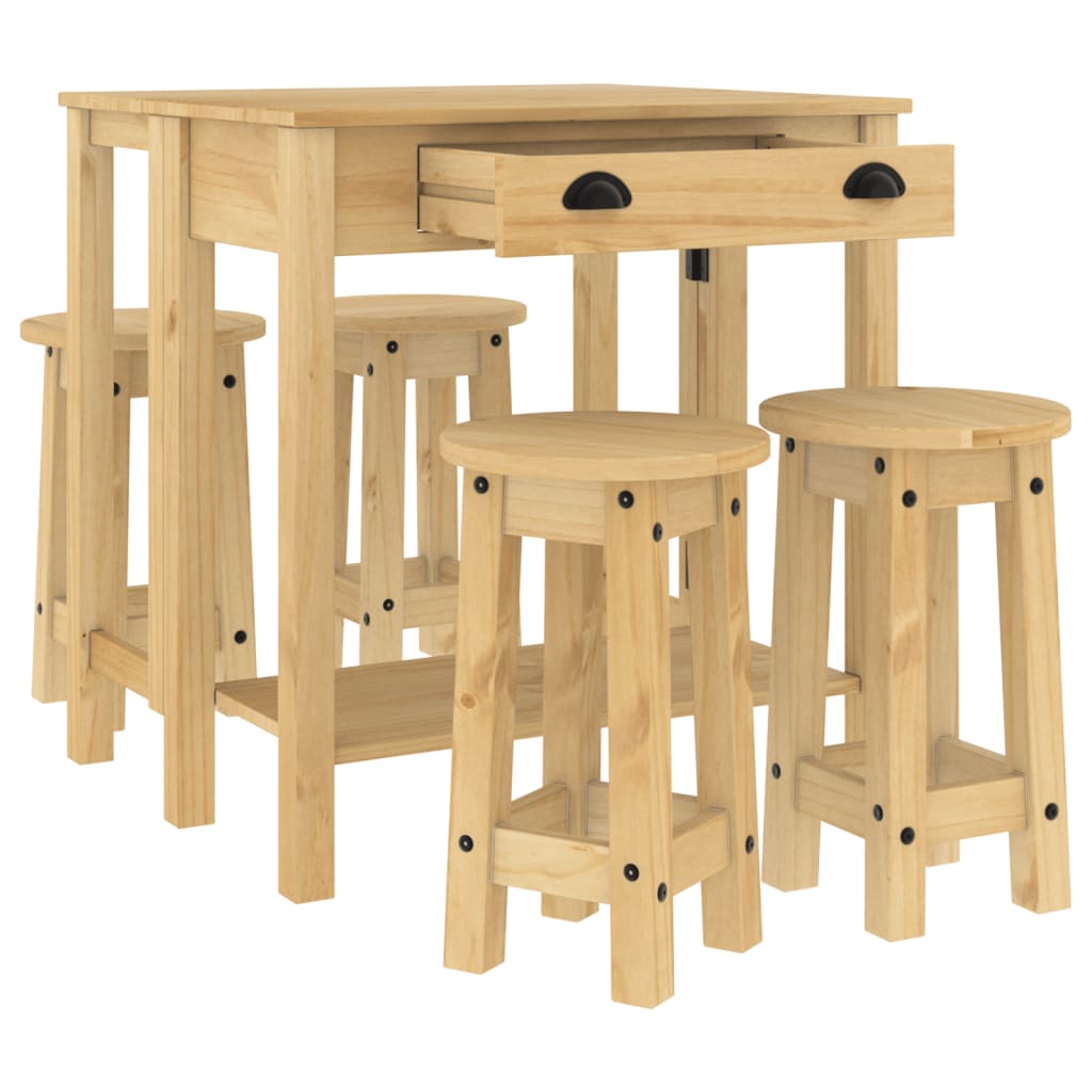 5-Delige Barset Massief Grenenhout 4