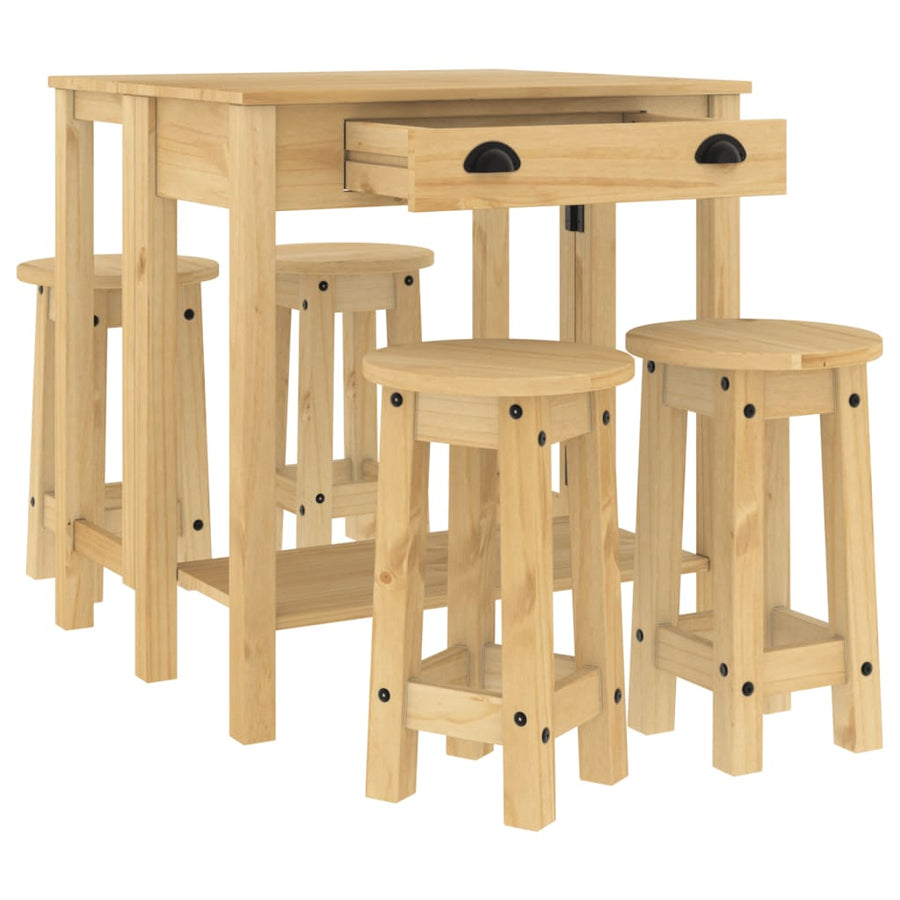 5-Delige Barset Massief Grenenhout 4