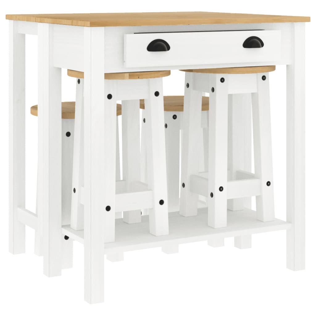 5-delige Barset massief grenenhout wit