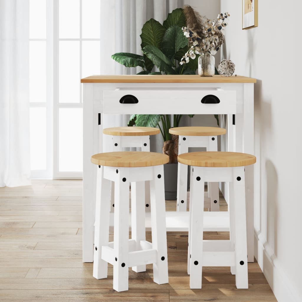 5-delige Barset massief grenenhout wit