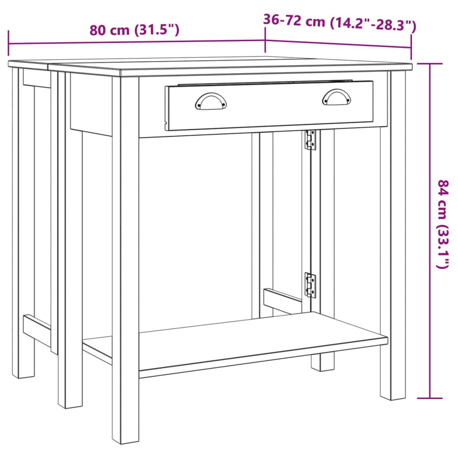 5-delige Barset massief grenenhout wit