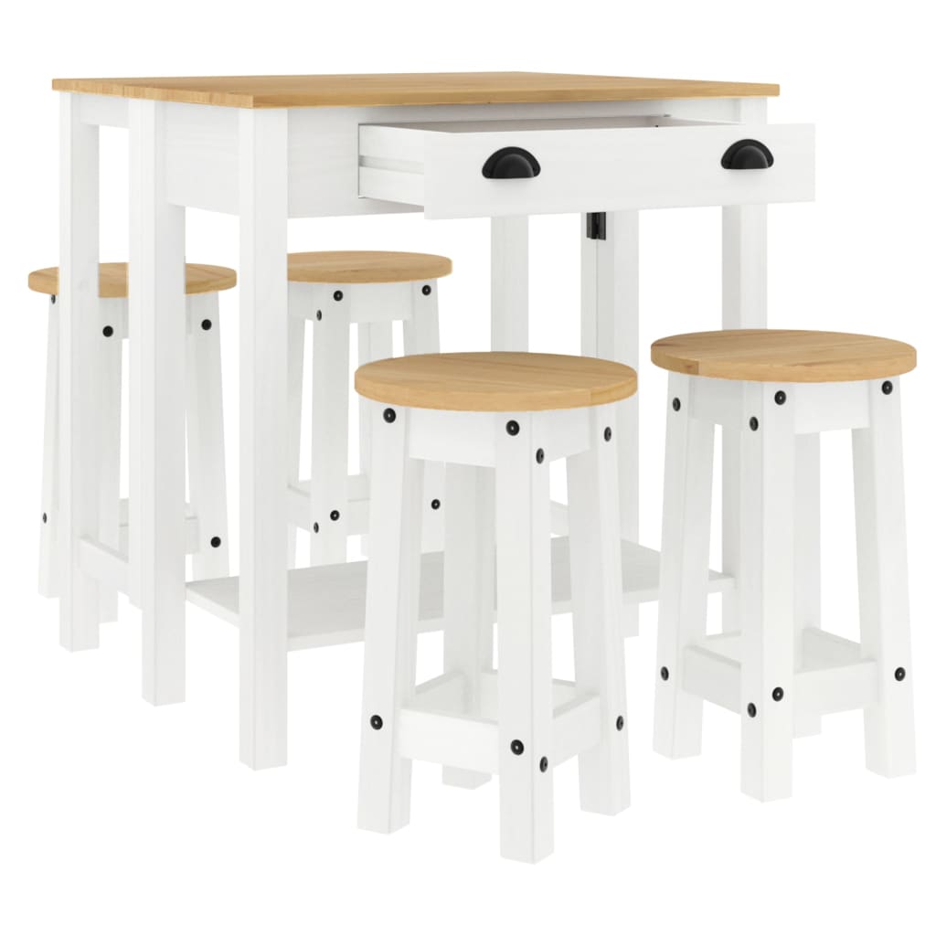 5-delige Barset massief grenenhout wit