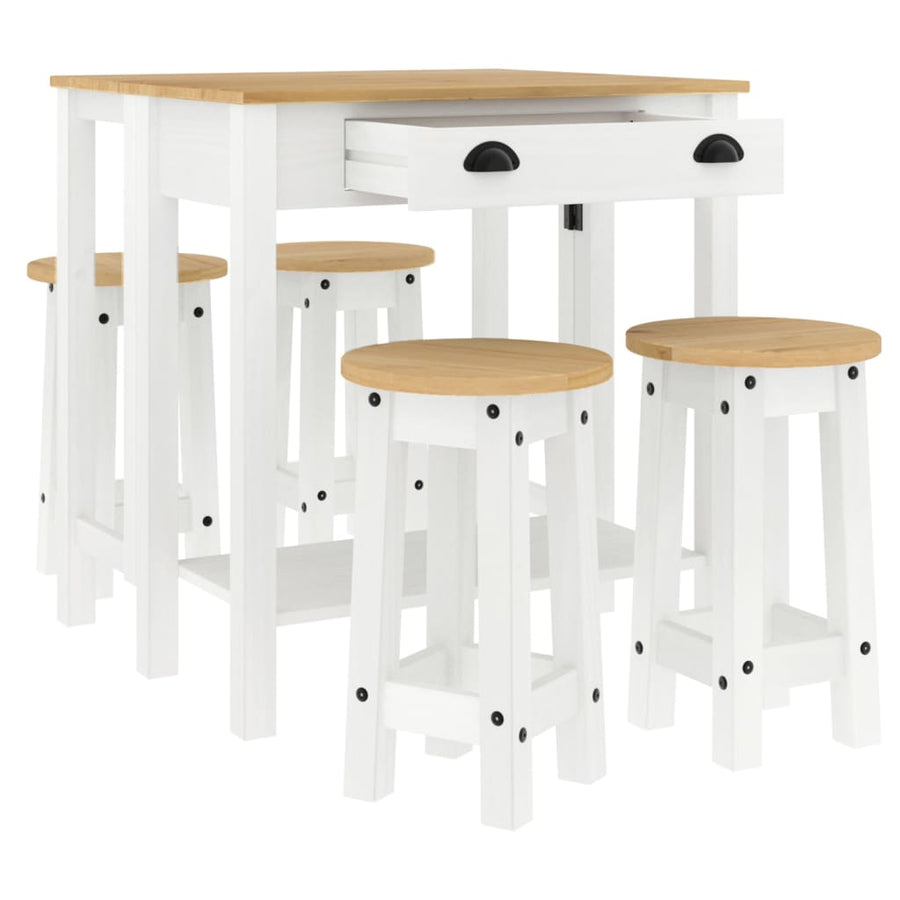 5-delige Barset massief grenenhout wit