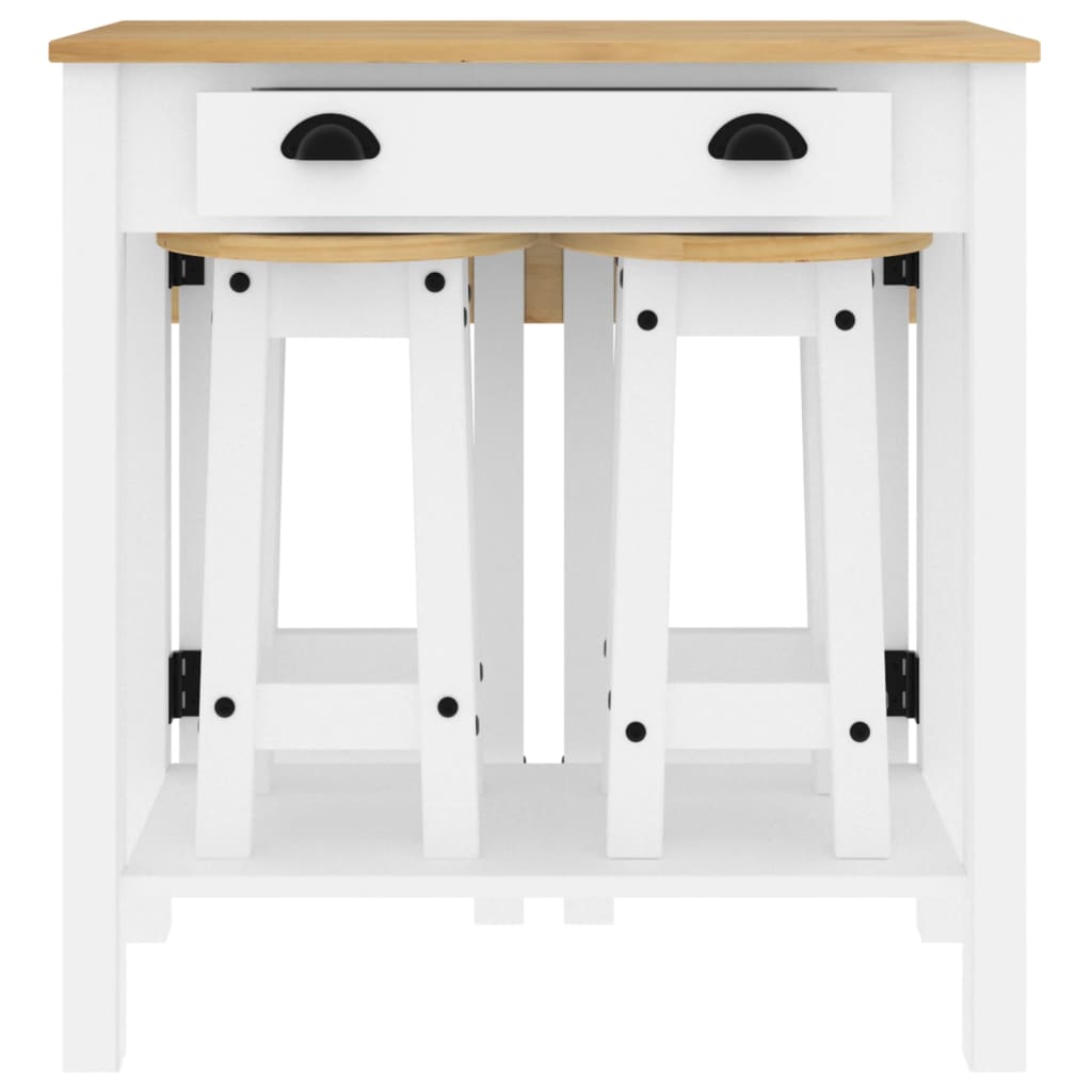 5-delige Barset massief grenenhout wit