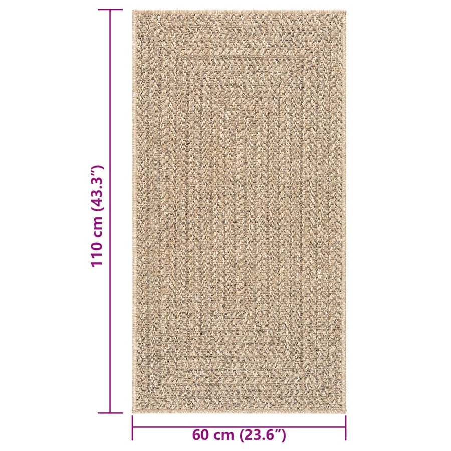 Vloerkleed ZIZUR binnen en buiten 60x110 cm jute look