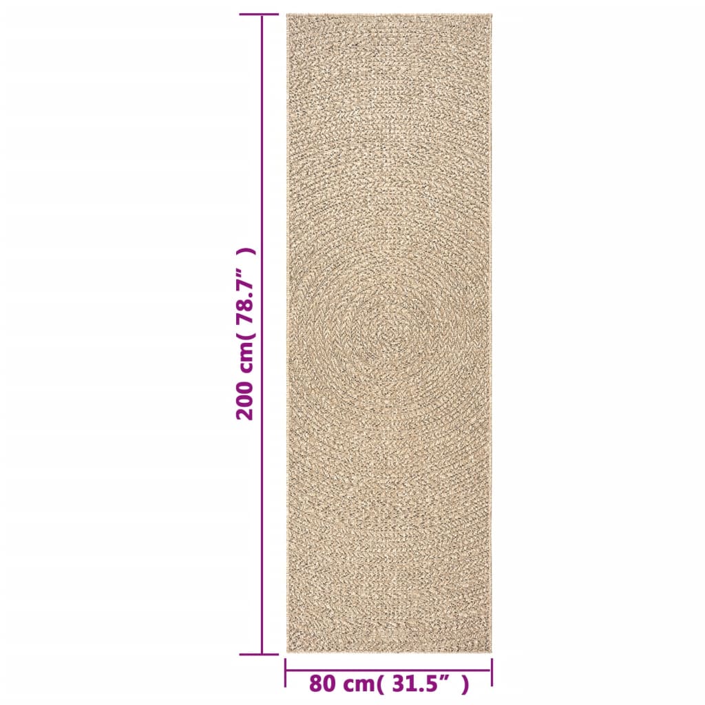 Vloerkleed ZIZUR binnen en buiten 80x200 cm jute look