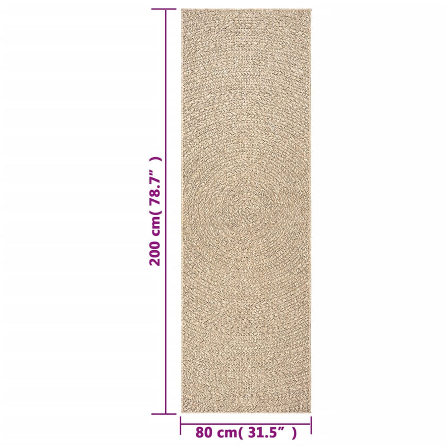 Vloerkleed ZIZUR binnen en buiten 80x200 cm jute look