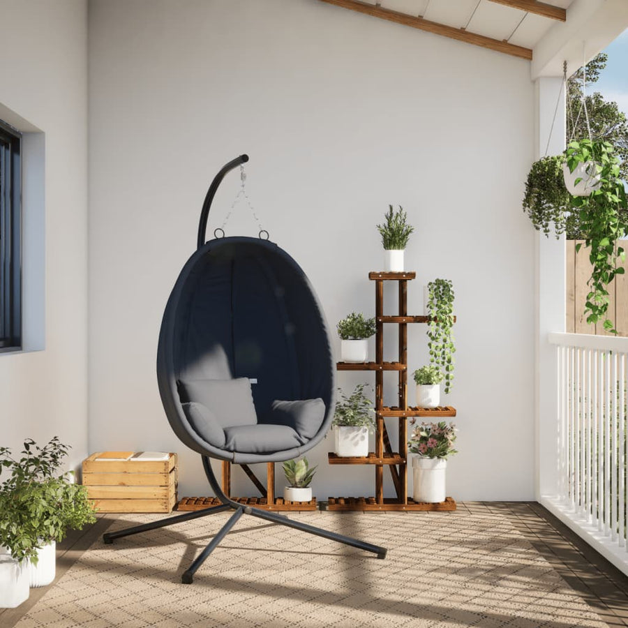 Hangende Egg Chair Met Standaard Stof En Staal Antraciet