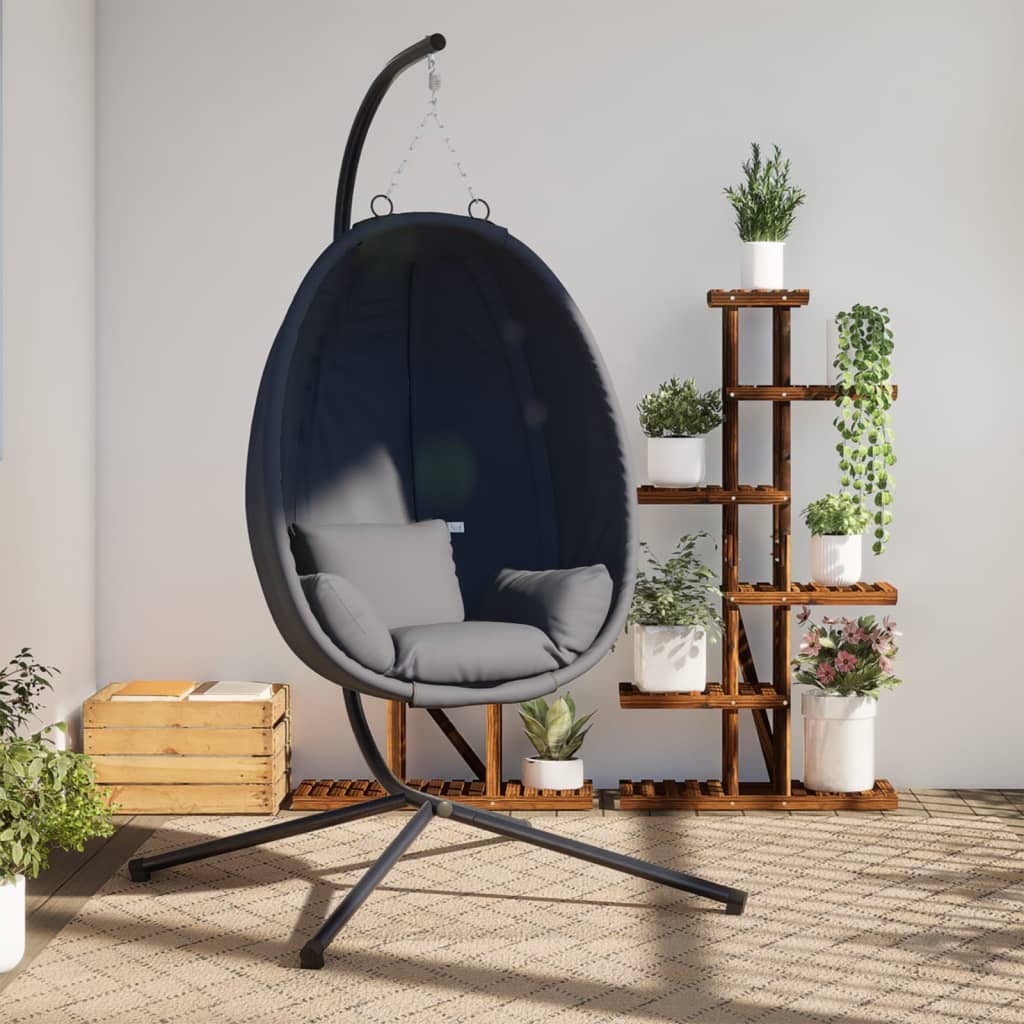 Hangende Egg Chair Met Standaard Stof En Staal Antraciet