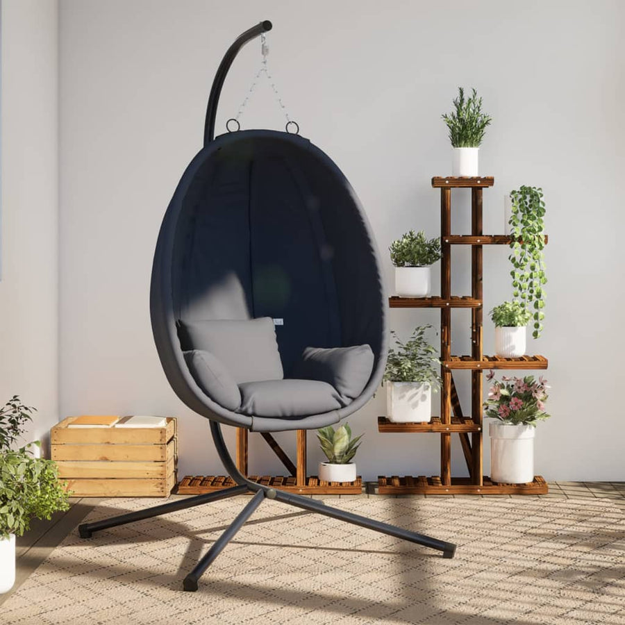 Hangende Egg Chair Met Standaard Stof En Staal Antraciet