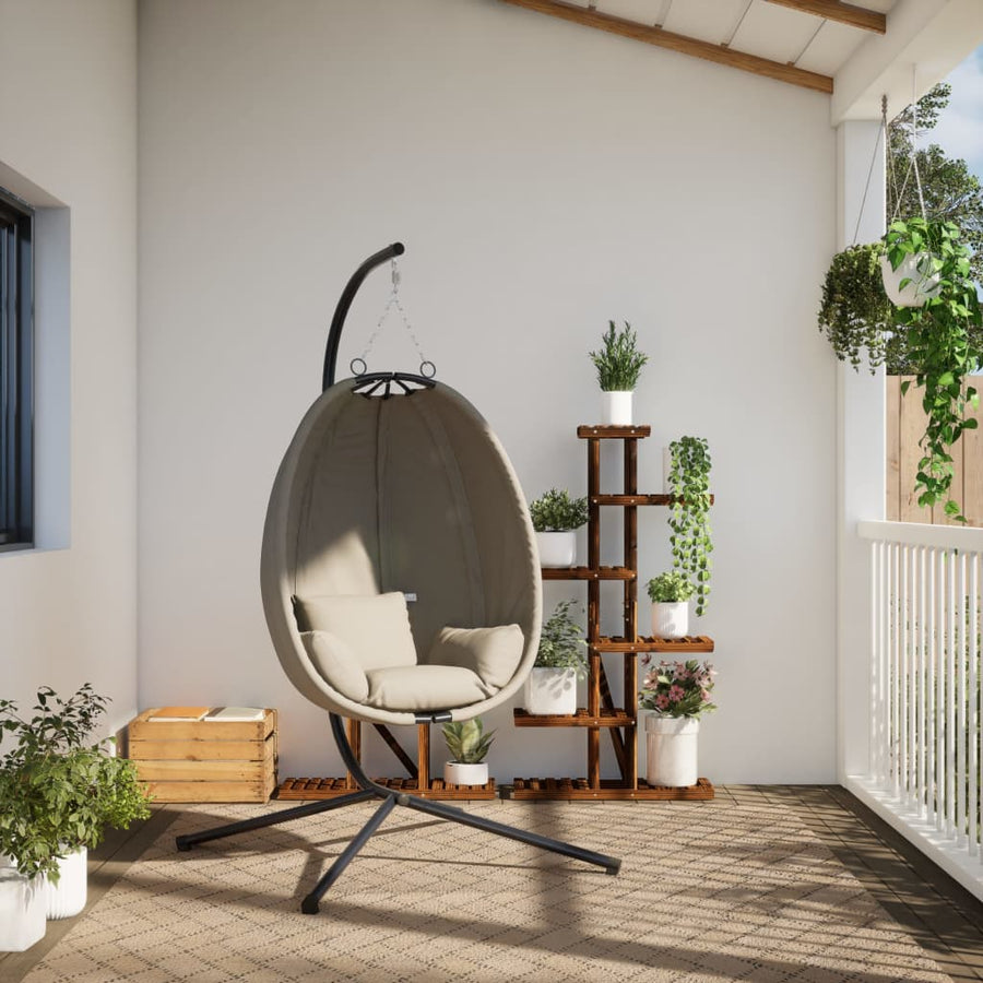 Hangstoel met standaard stof en staal beige