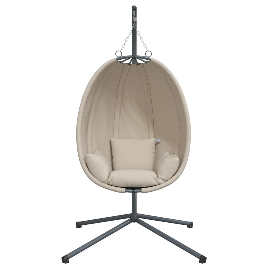 Hangstoel met standaard stof en staal beige