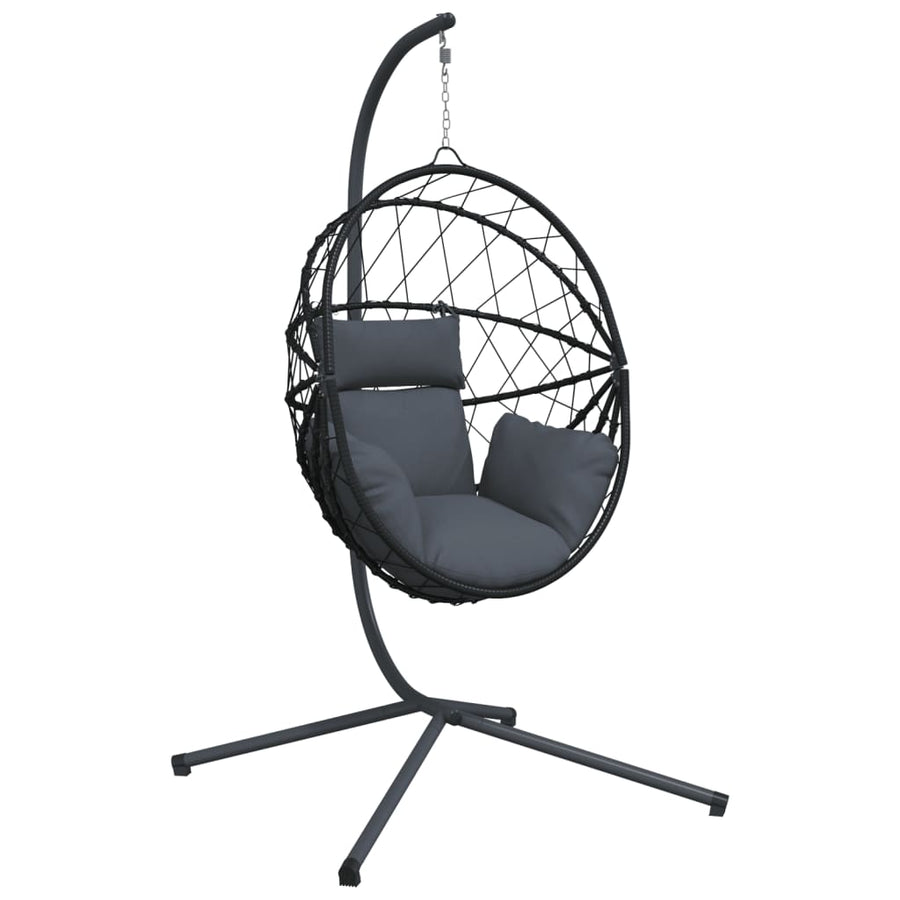 Hangstoel met standaard rattan en staal antracietkleurig