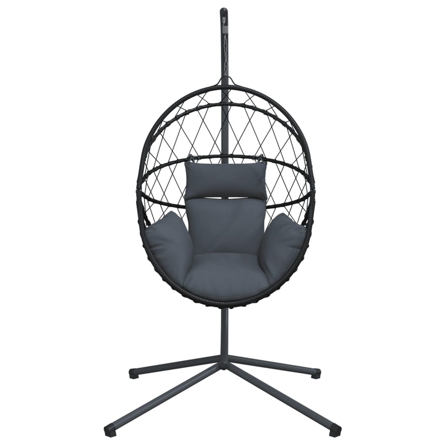 Hangstoel met standaard rattan en staal antracietkleurig