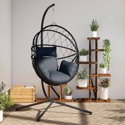 Hangstoel met standaard poly rattan staal antraciet