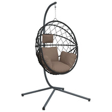 Hangstoel met standaard rattan en staal taupe