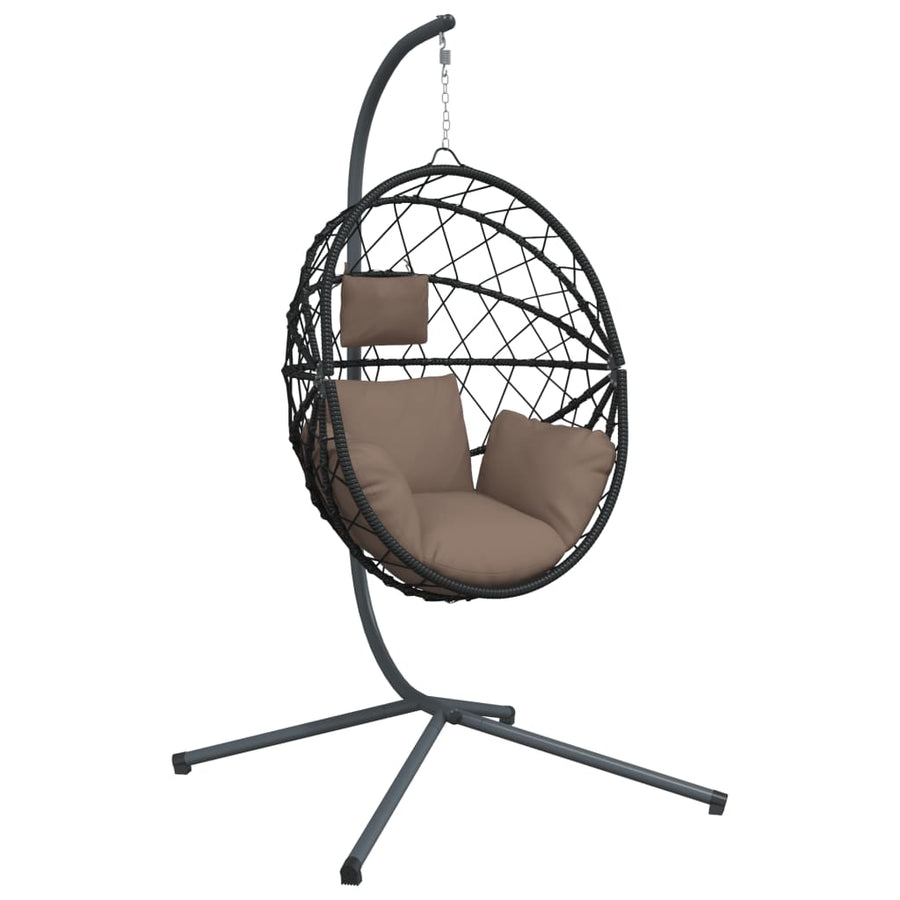 Hangstoel met standaard rattan en staal taupe