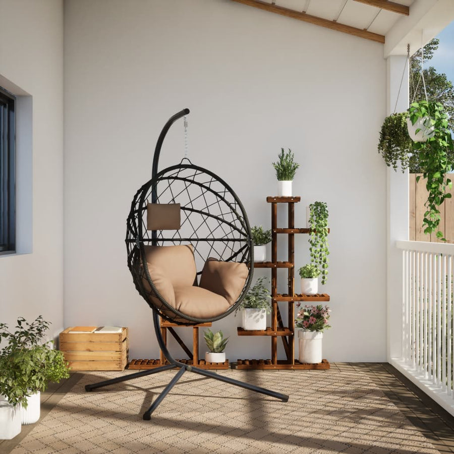 Hangstoel met standaard rattan en staal taupe
