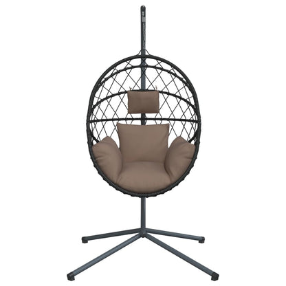 Hangstoel met standaard rattan en staal taupe