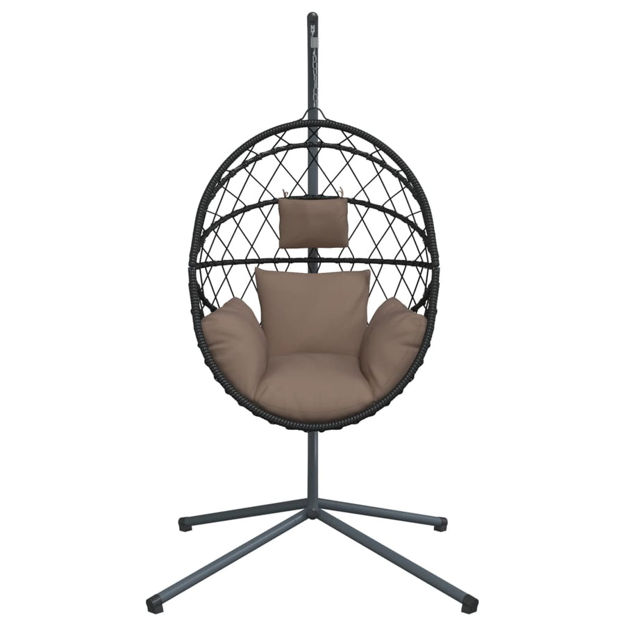 Hangstoel met standaard rattan en staal taupe