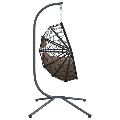 Hangstoel met standaard rattan en staal taupe