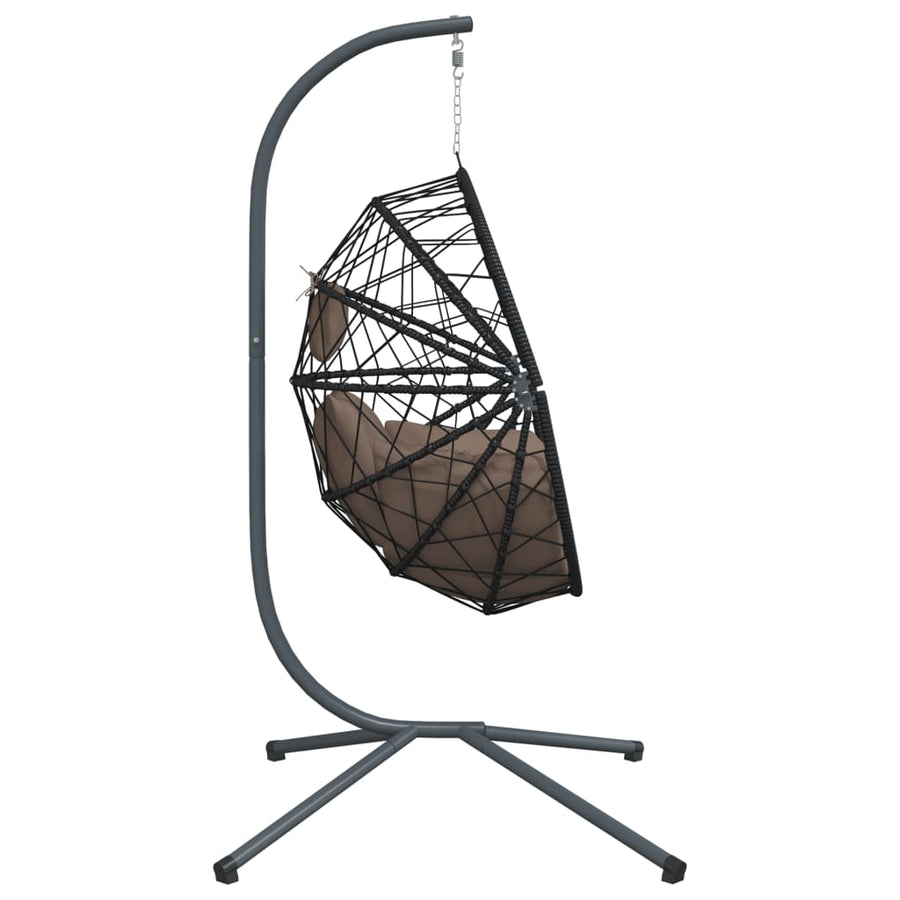 Hangstoel met standaard rattan en staal taupe