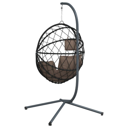 Hangstoel met standaard rattan en staal taupe