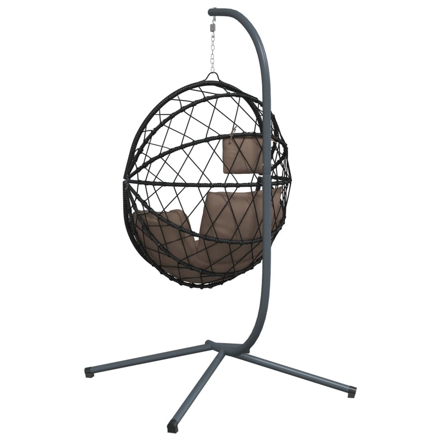 Hangstoel met standaard rattan en staal taupe