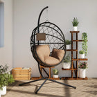 Hangstoel met standaard rattan en staal taupe