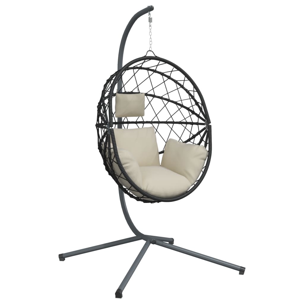Hangstoel met standaard rattan en staal beige