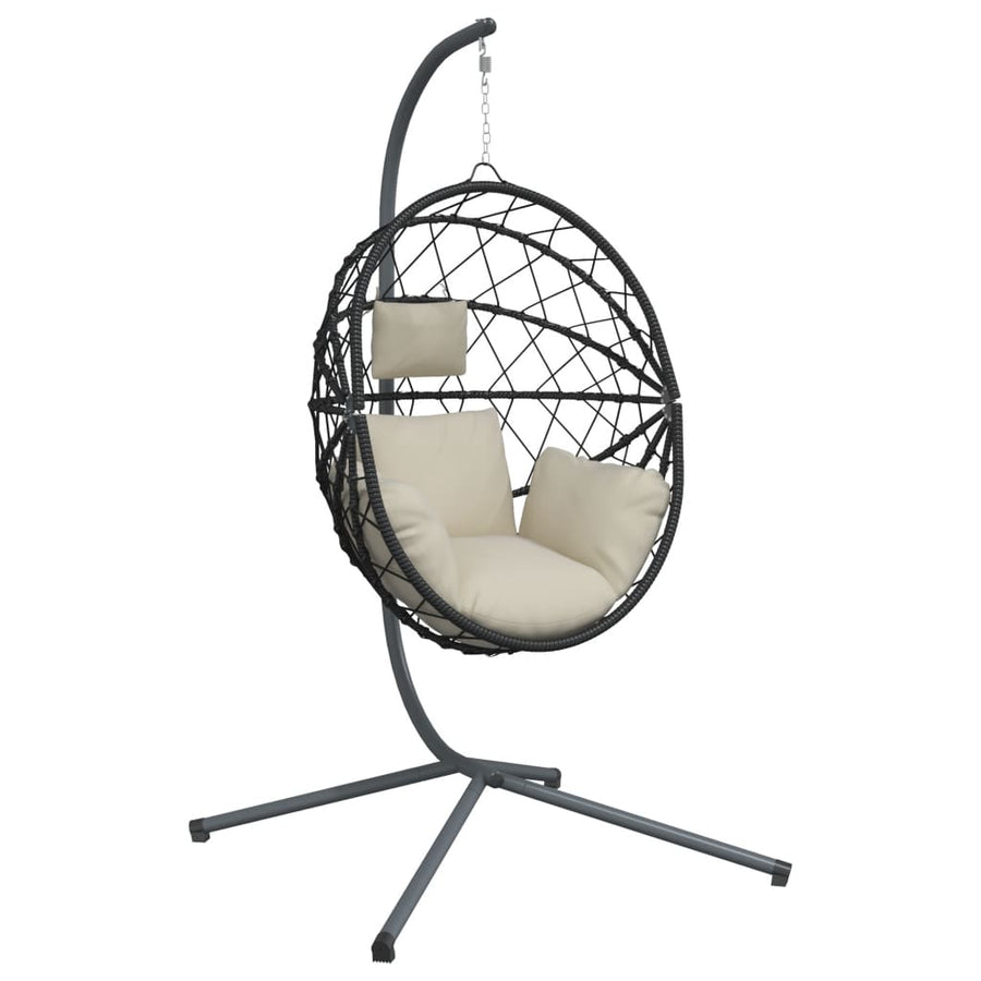 Hangstoel met standaard rattan en staal beige