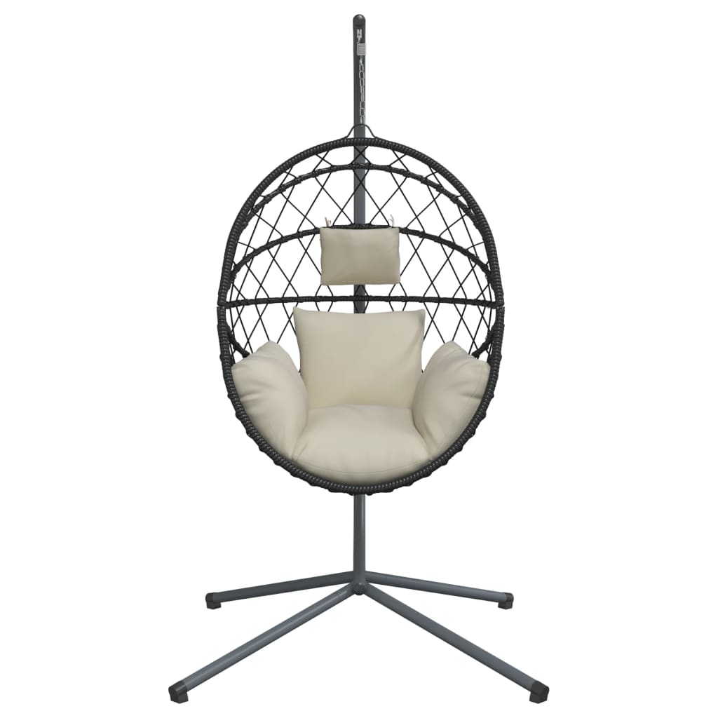 Hangstoel met standaard rattan en staal beige