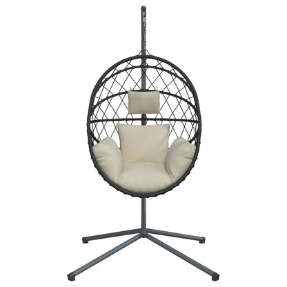 Hangstoel met standaard rattan en staal beige
