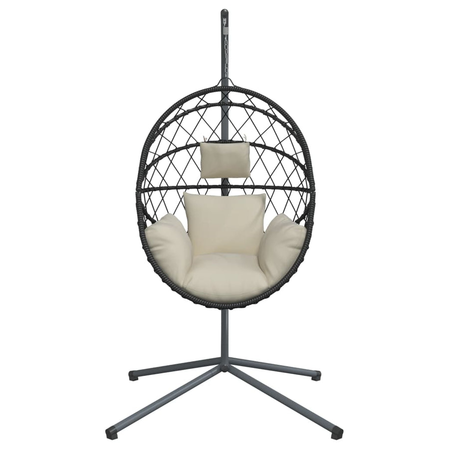 Hangstoel met standaard rattan en staal beige