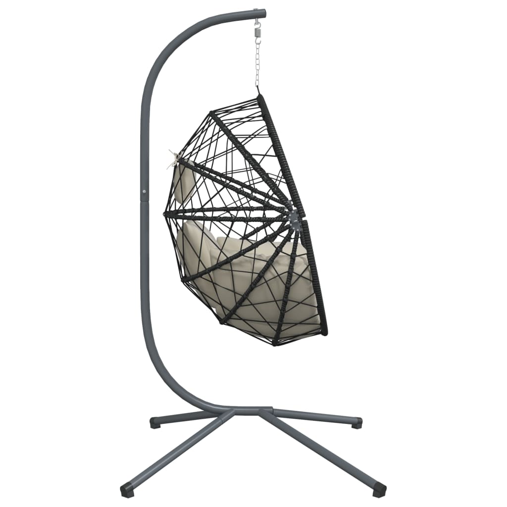 Hangstoel met standaard rattan en staal beige