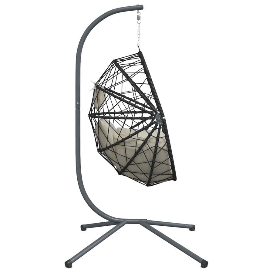 Hangstoel met standaard rattan en staal beige