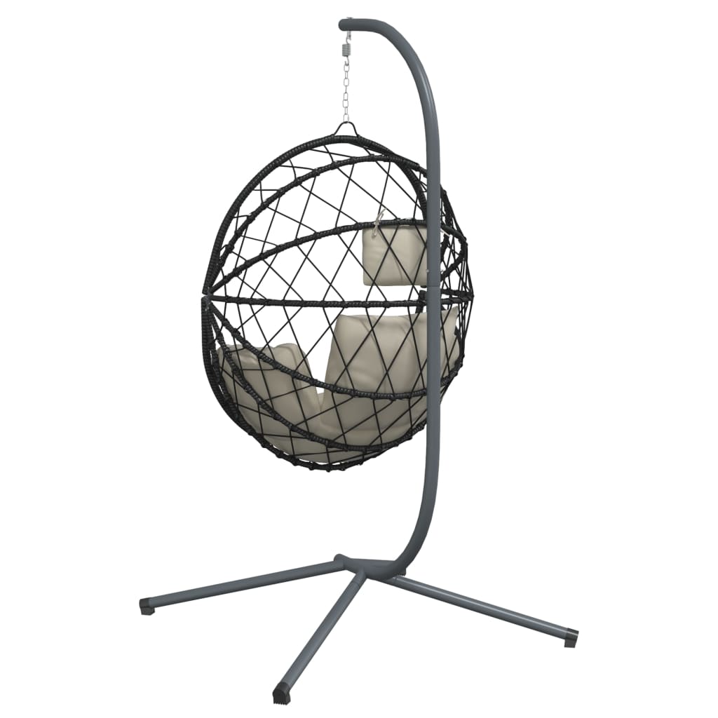 Hangstoel met standaard rattan en staal beige