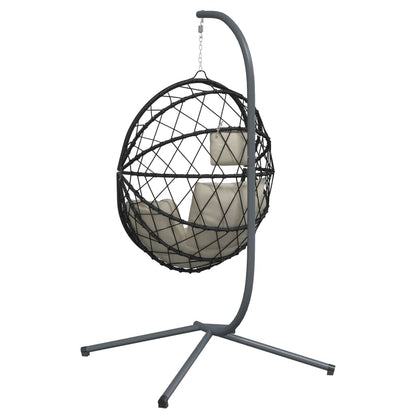 Hangstoel met standaard rattan en staal beige