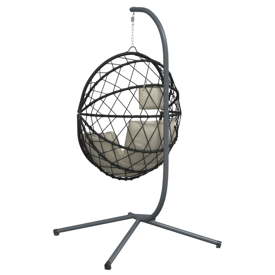 Hangstoel met standaard rattan en staal beige