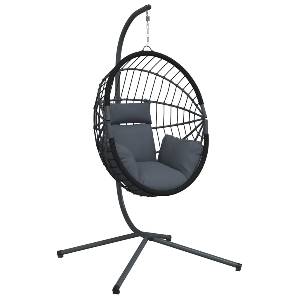 Hangstoel met standaard rattan en staal antracietkleurig