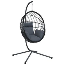 Hangstoel met standaard rattan en staal antracietkleurig