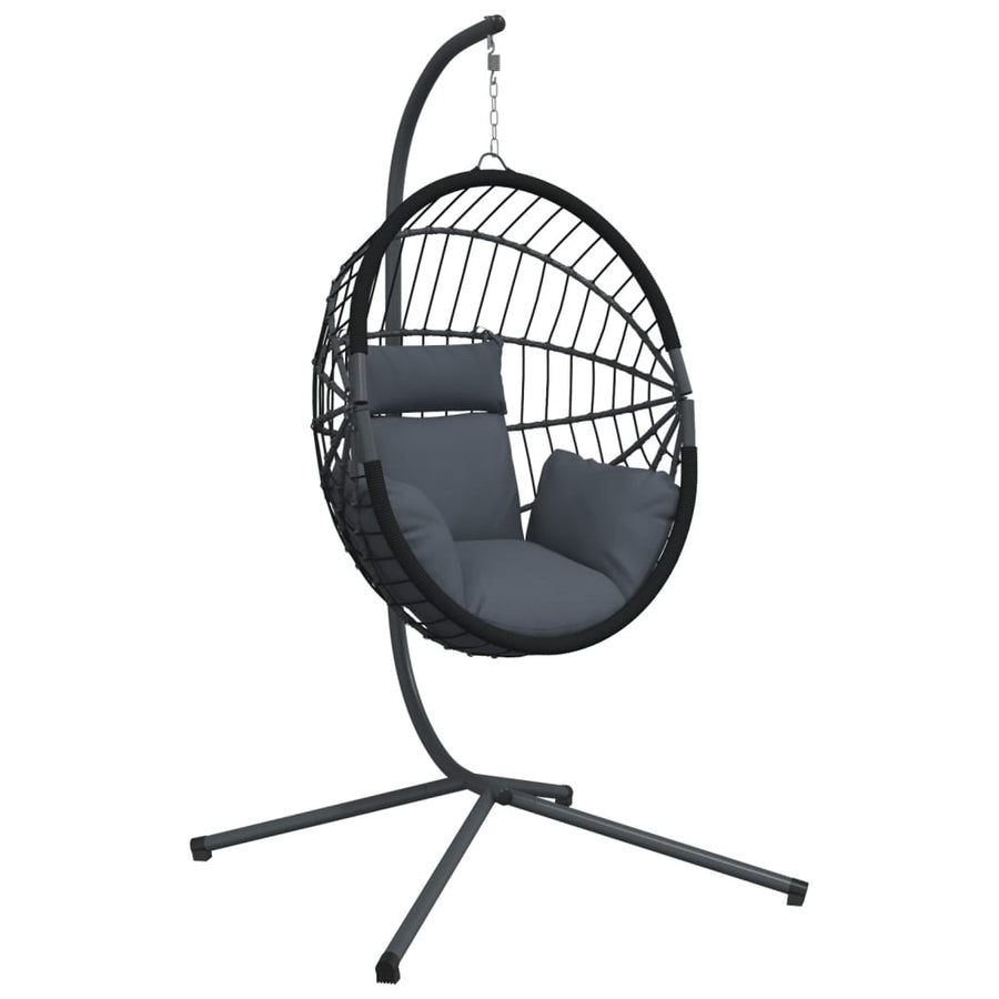 Hangstoel met standaard rattan en staal antracietkleurig
