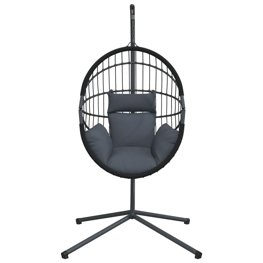 Hangstoel met standaard rattan en staal antracietkleurig