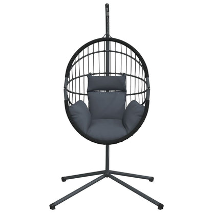 Hangstoel met standaard rattan en staal antracietkleurig