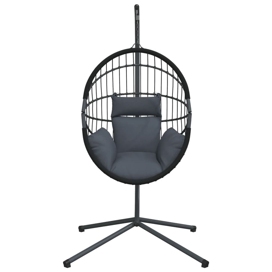 Hangstoel met standaard rattan en staal antracietkleurig