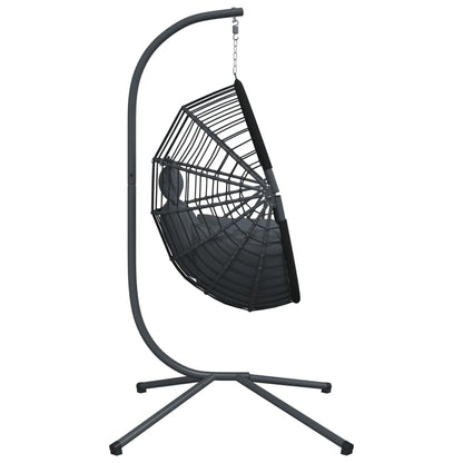 Hangstoel met standaard rattan en staal antracietkleurig