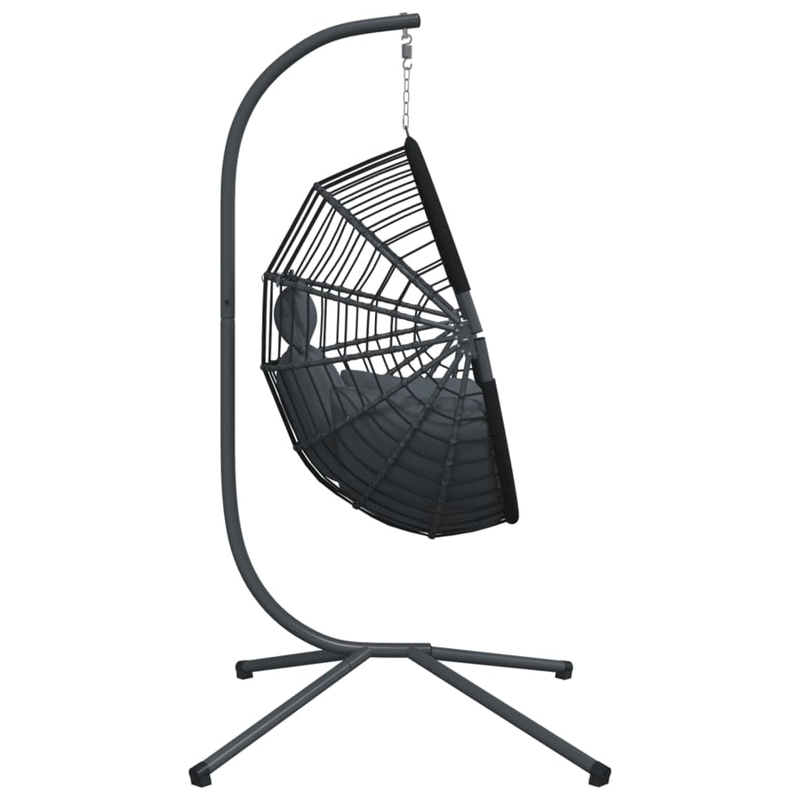 Hangstoel met standaard rattan en staal antracietkleurig